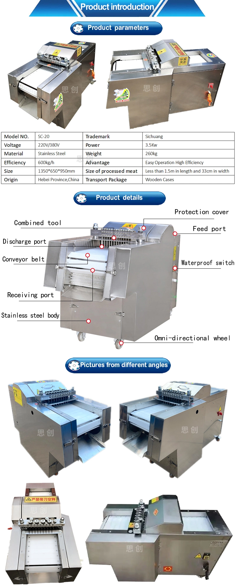 Frozen Meat Block Cube Cutting Machine Mini Meat and Bone Chicken Cutter